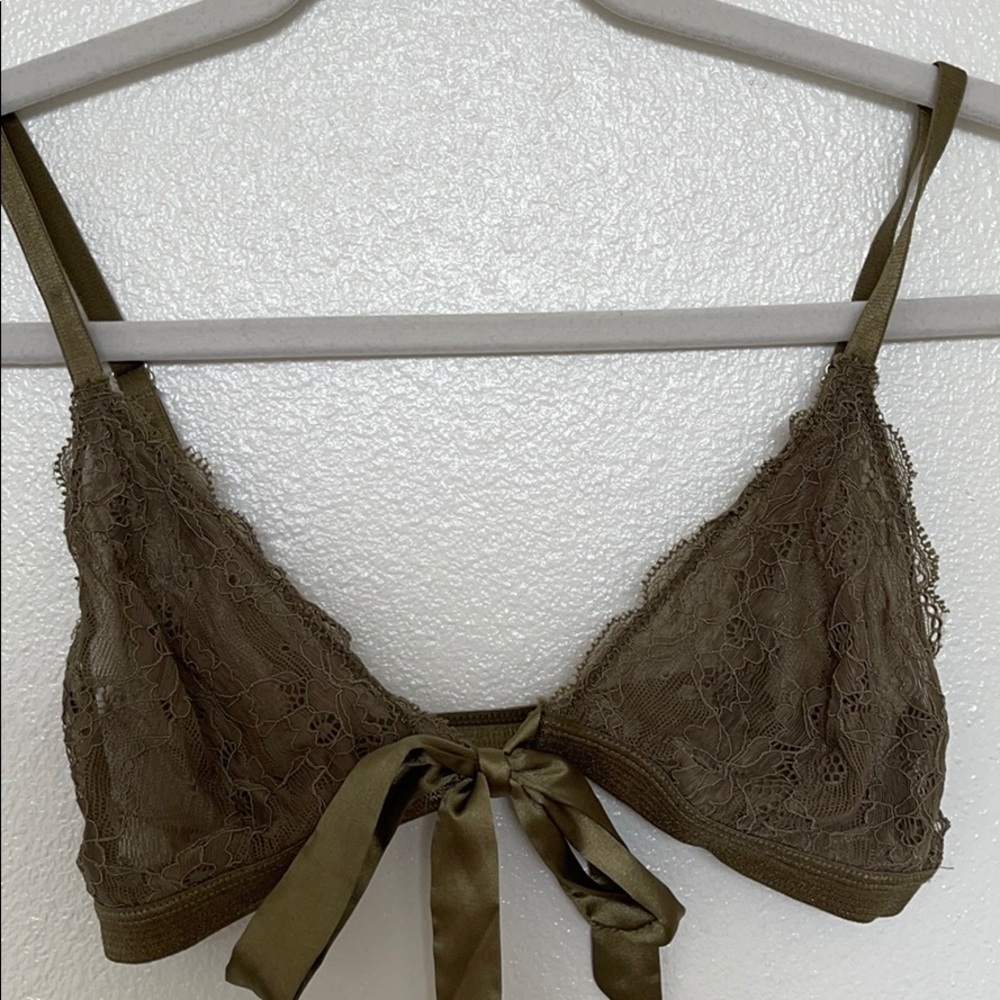 Olive green free people front tie bralette